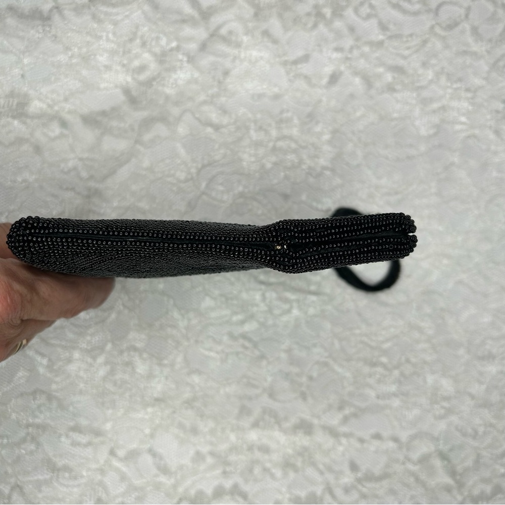 Dellil Vintage 60's Hand Made Black Beaded Evening Handbag Glamcore Quiet Luxury - Picture 12 of 17